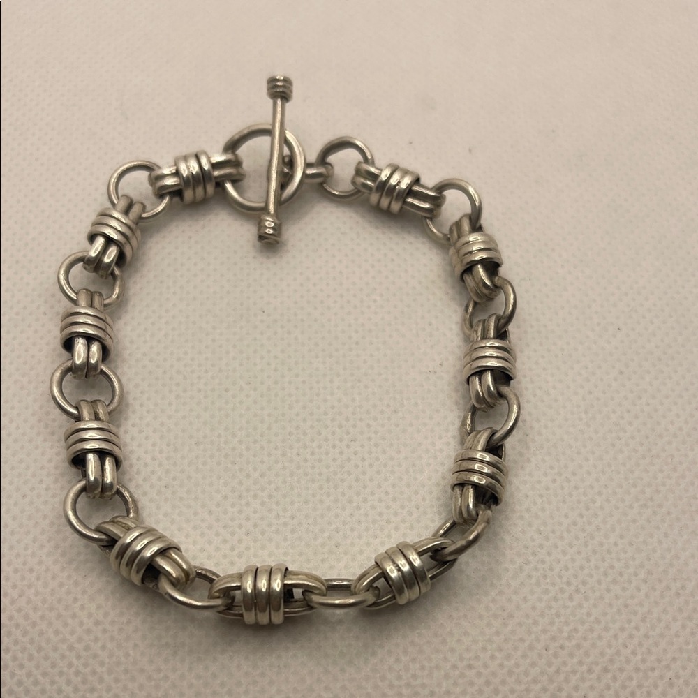 Sterling Silver 925 Vintage Sterling Silver Link Chain Toggle Clasp 8”
